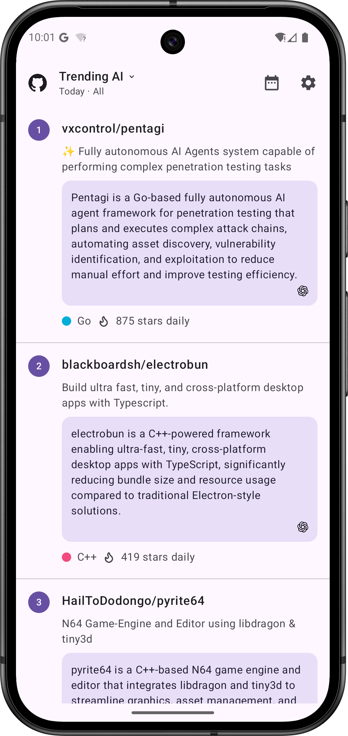 Trending AI Android app screenshot